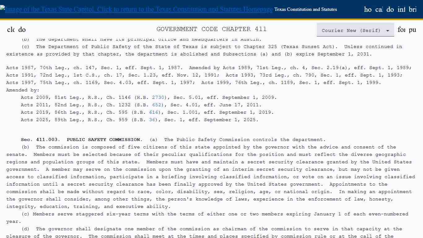 Texas Constitution and Statutes